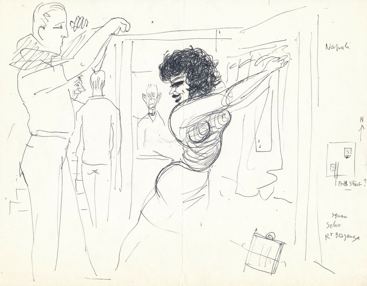 Roger PARRY (1905-1977), photographe et illustrateur dessin voyage non signé