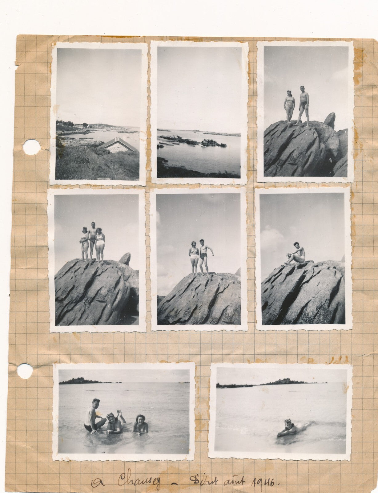 12 snapshots vacances nu maillot de bain, 1946 photo photographie