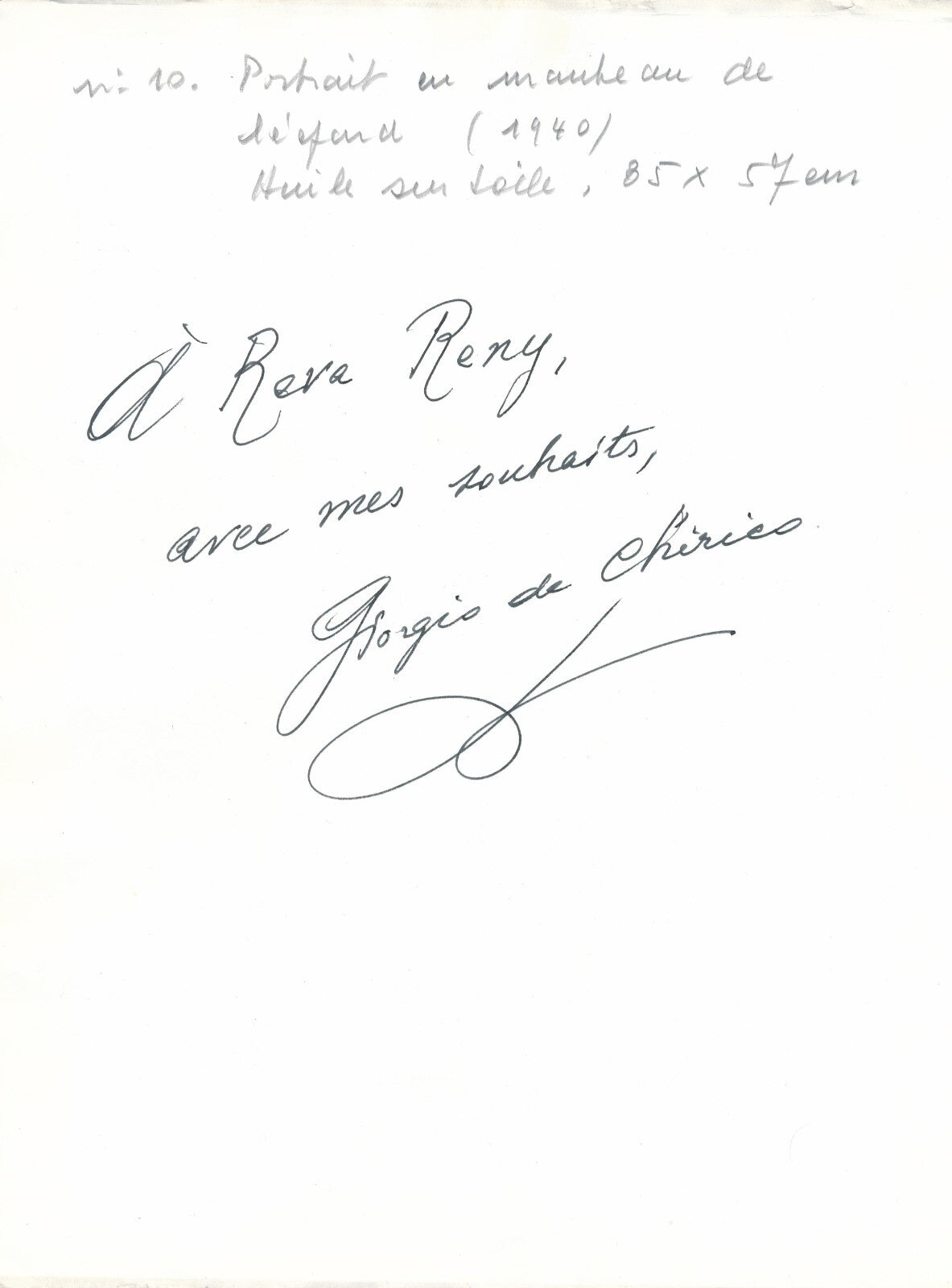 Giorgio De CHIRICO photographie dédicacée signée oeuvre photo époque