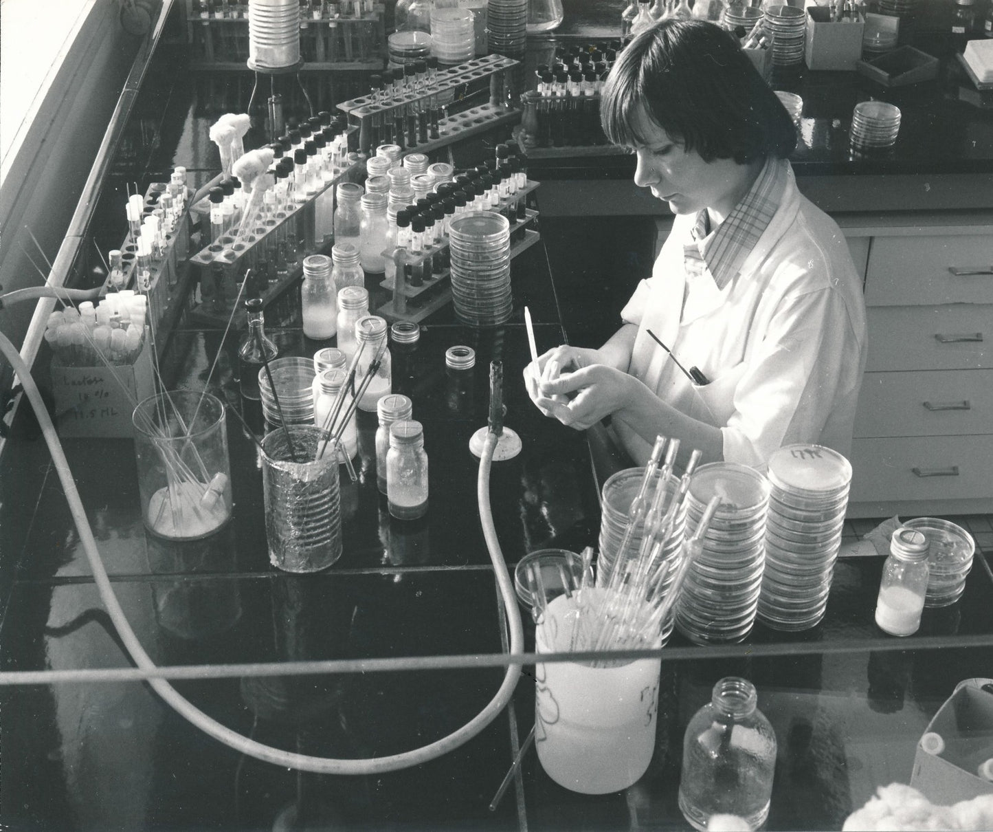 Lactose travail laboratoire photo argentique époque années 1960 Almasy