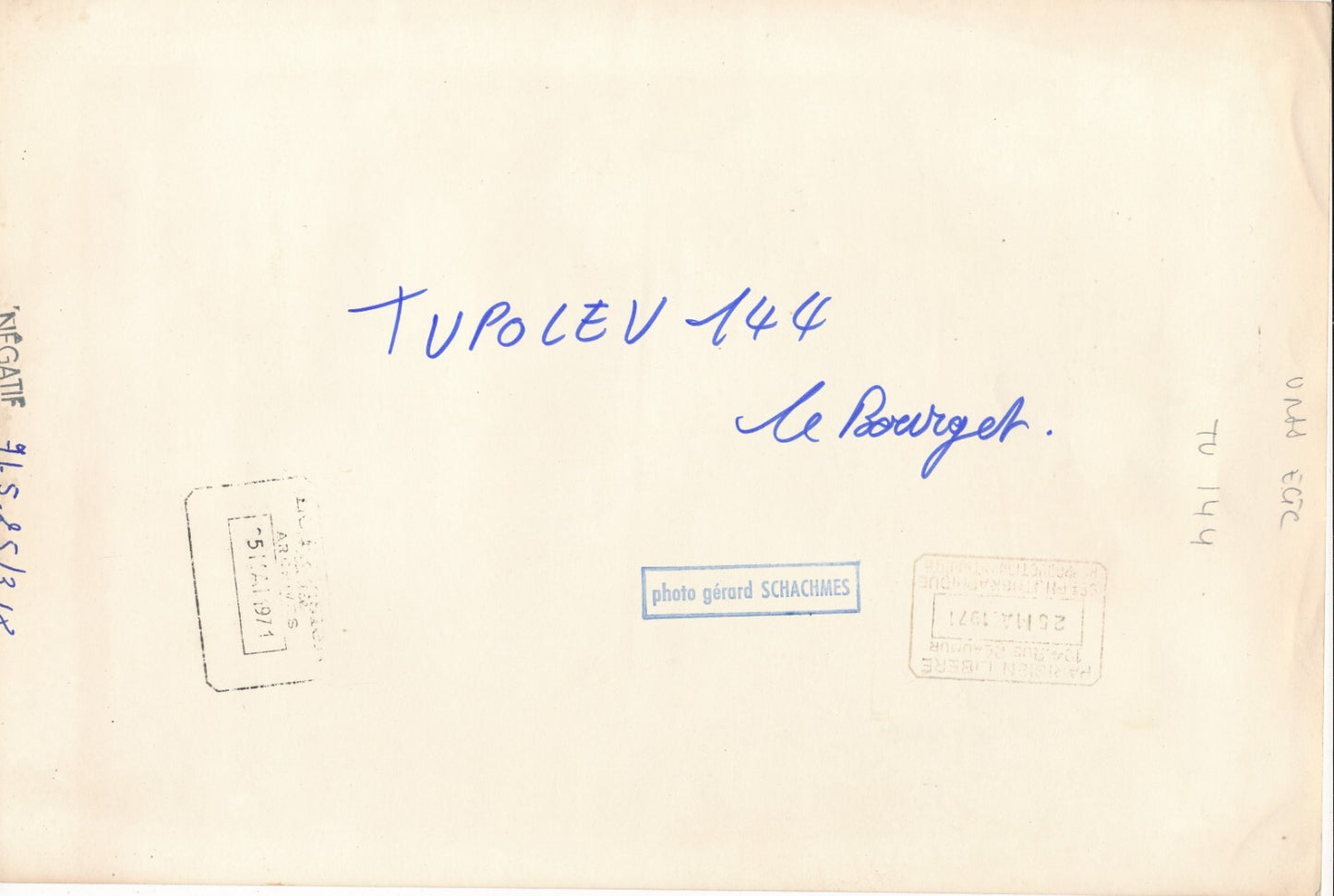 Avion Tupolev Bourget 2 tirages argentiques 1971 Schachmes photo photographie