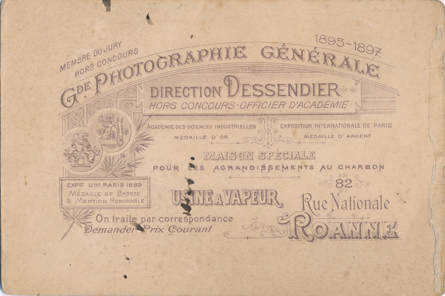 Homme avec barbe carte cabinet photo photographie Emile Dessendier Roanne