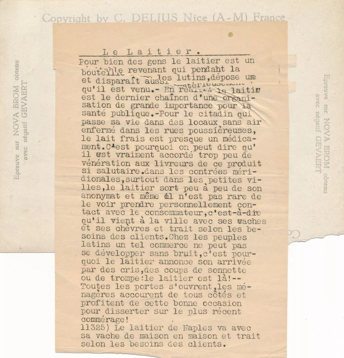 Le laitier à Naples (Italie), vers 1930
