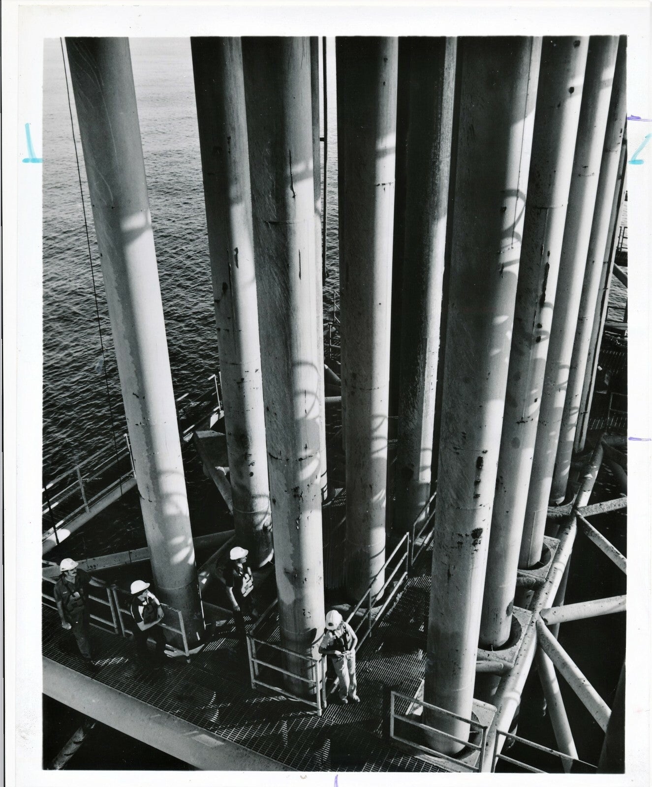 mer industrie pétrole Tenneco West Cameron photo argentique époque v. 1970