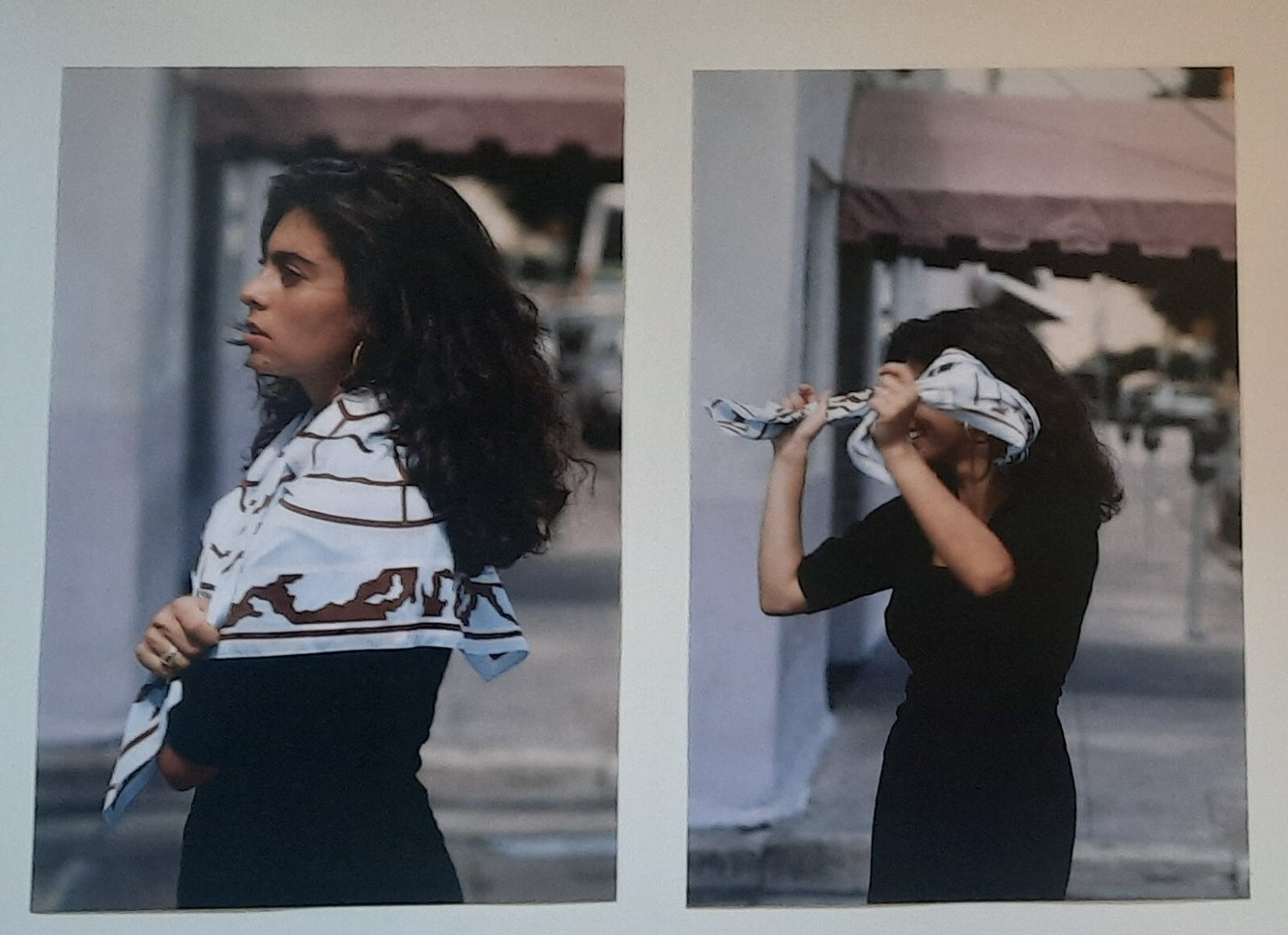 Mode publicité 2 tirages couleur photo photographie rue femme foulard