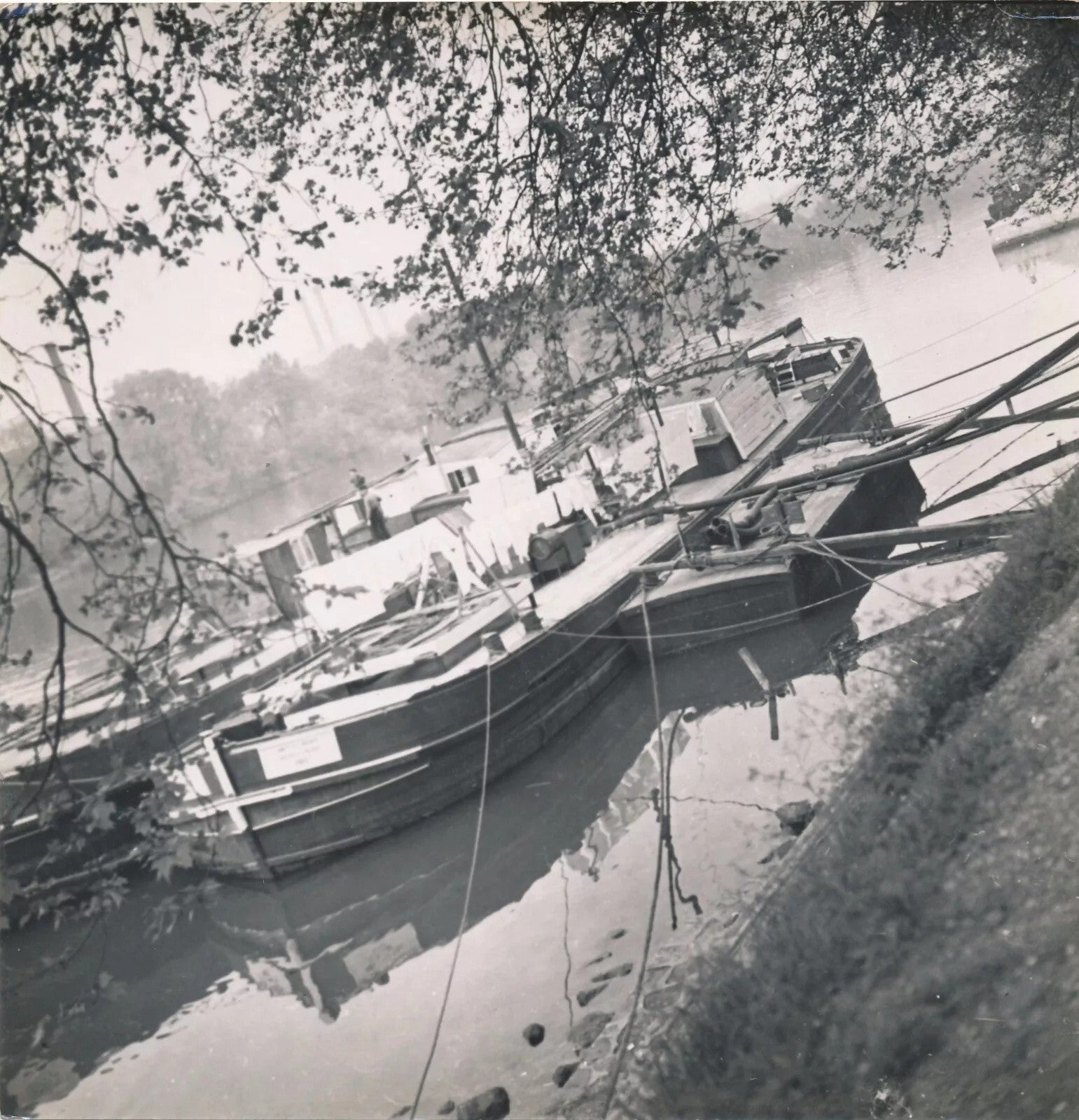 F. Franc-Lamy 3 photo photographie v. 1930 paysage eau péniche