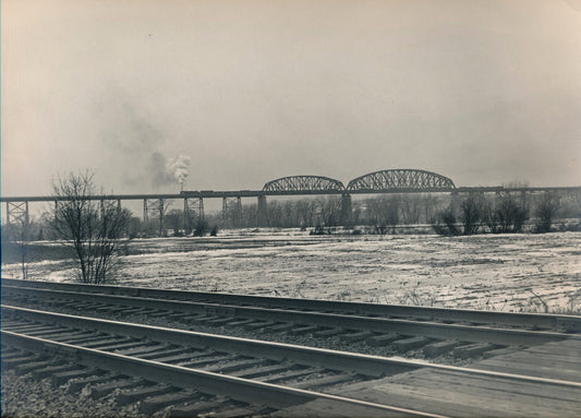 Pont et chemin de fer tirage argentique époque années 1950 Etats-Unis photo