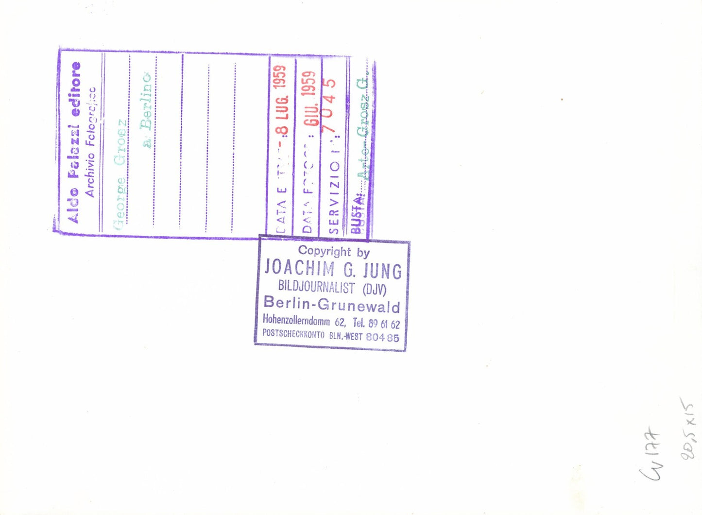 George GROSZ photo photographie époque Allemagne Dada Joachim G. JUNG 1959