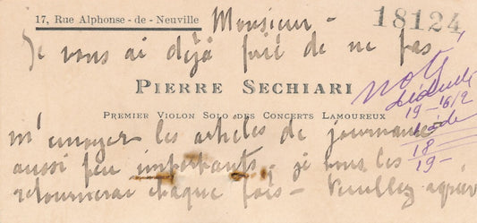 Pierre SÉCHIARI Carte de visite autographe signée ET photo époque