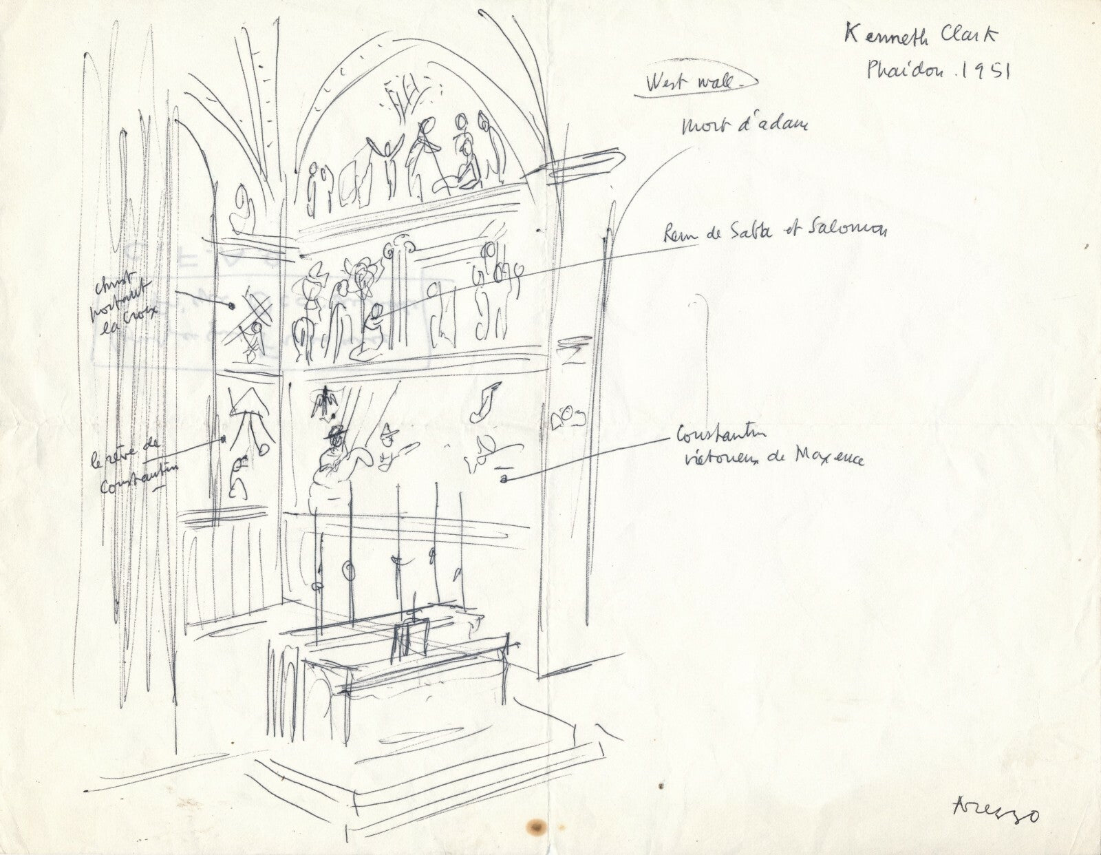 Roger PARRY (1905-1977), photographe illustrateur dessin voyage Italie non signé