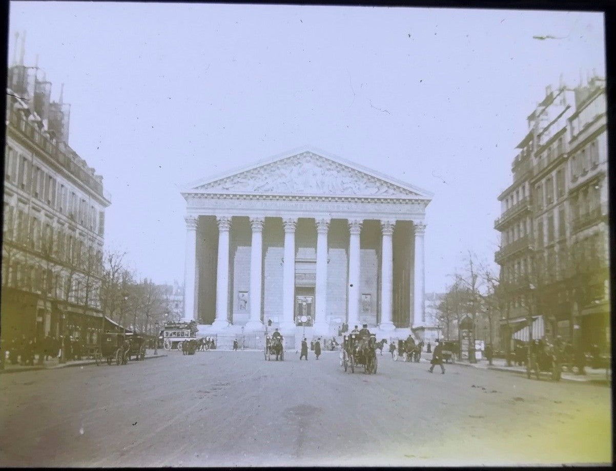 Paris la Madeleine église Positif sur plaque de verre 1902 photographie