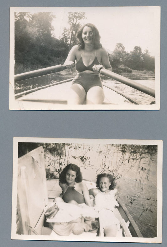 Barque femmes sexy rames 2 snapshot photo amateur argentique photographie