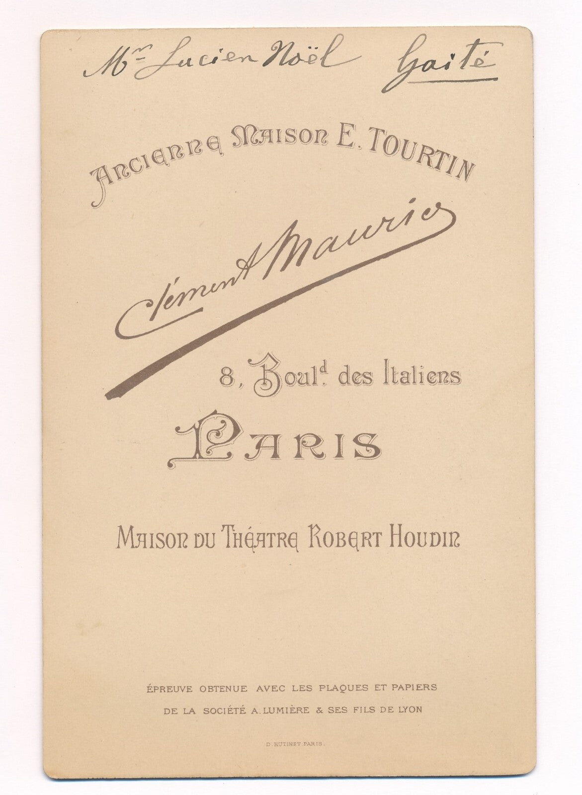 Baryton opéra Lucien NOËL photographie signée albumine carte cabinet