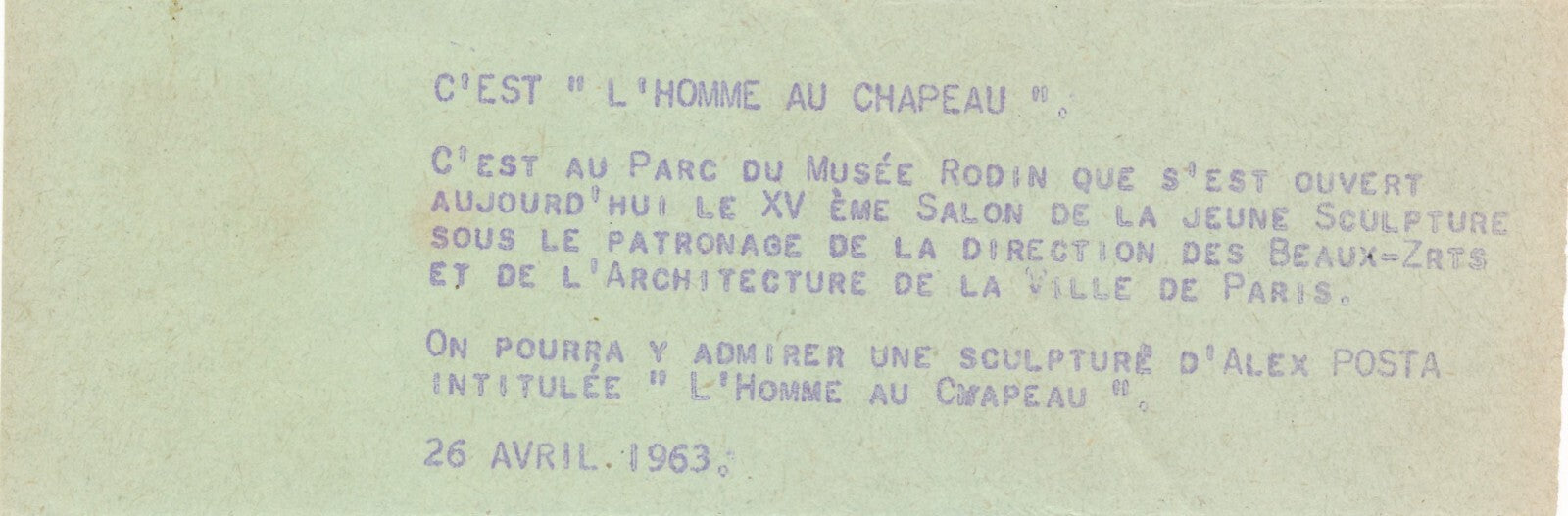 Alex KOSTA ou Kosta ALEX sculpteur 1963 salon musée Rodin photo photographie
