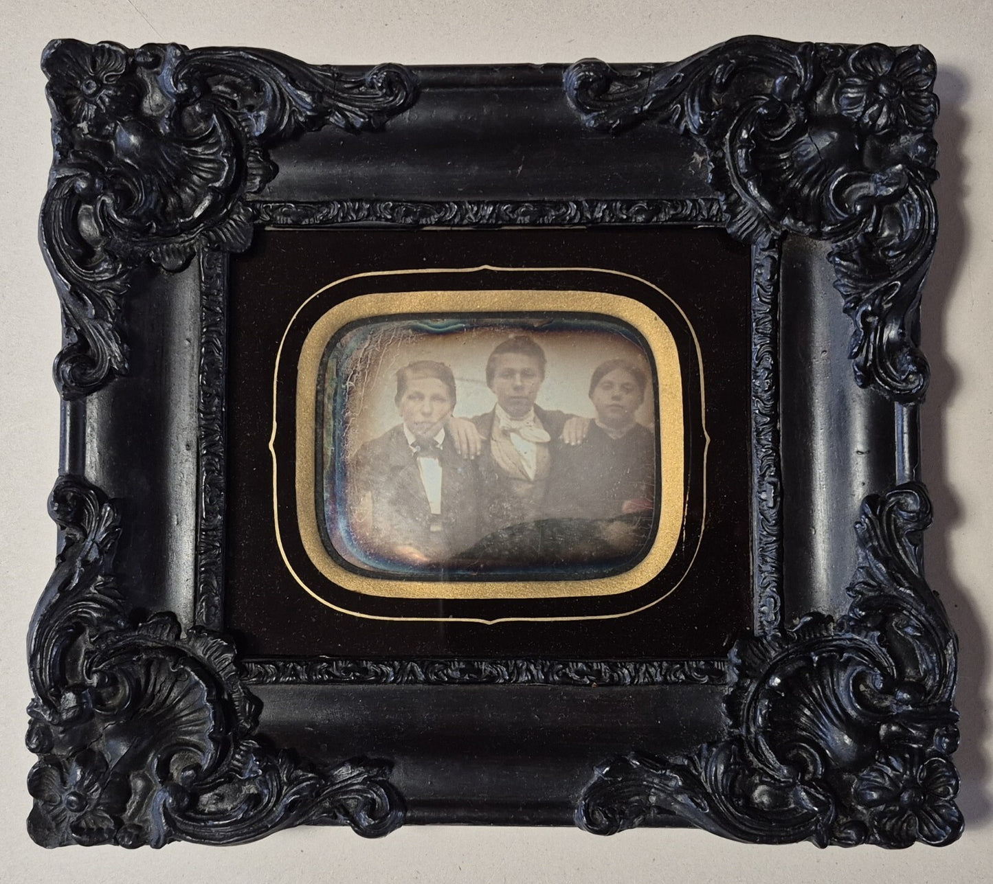 Daguerréotype cadre d’origine 7 x 9 cm frères et soeur photo photographie