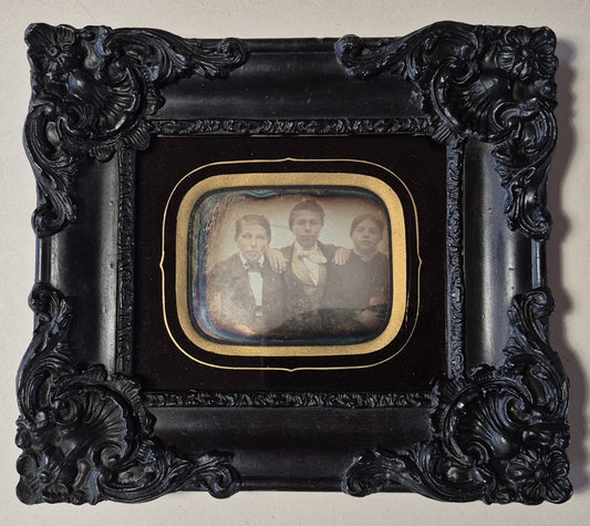 Daguerréotype cadre d’origine 7 x 9 cm frères et soeur photo photographie