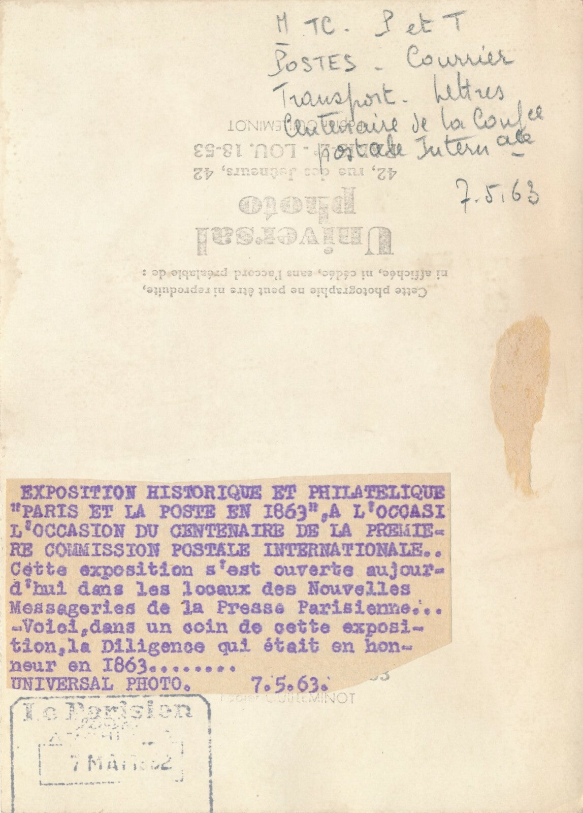 2 photographies centenaire Commission postale Poste photo photographie