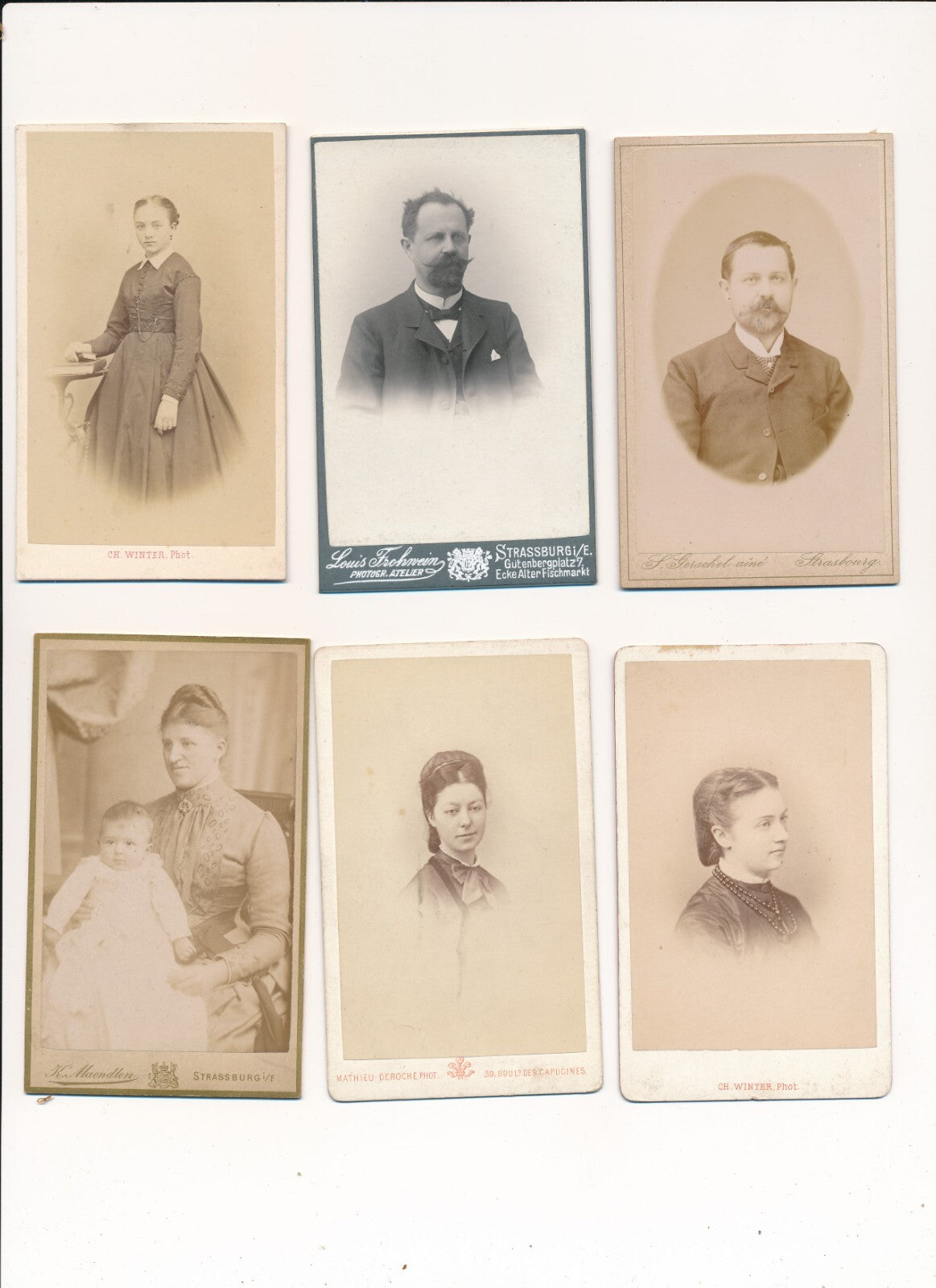 Strasbourg Famille BÜTTNER 13 photos cdv légendes Edmond Oscar Pauline Jennie...