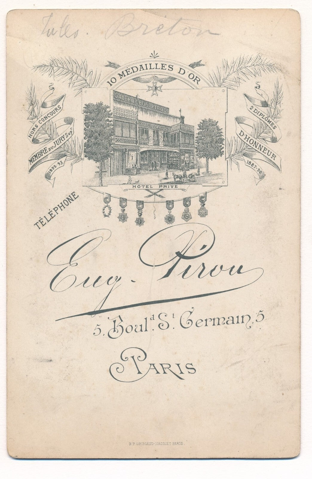 Jules BRETON peintre photo photographie albumine académicien Eugène Pirou