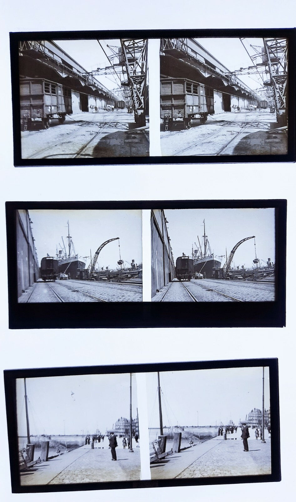 17 positifs verre stéréographie port Le Havre quais jetée photo photographie