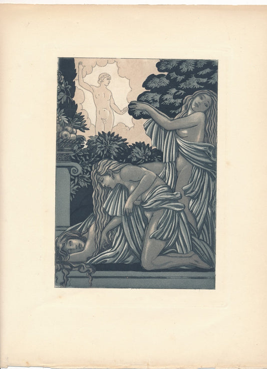 Maurice de BECQUE Maurice d’ATTIS gravure estampe non signée art déco femmes
