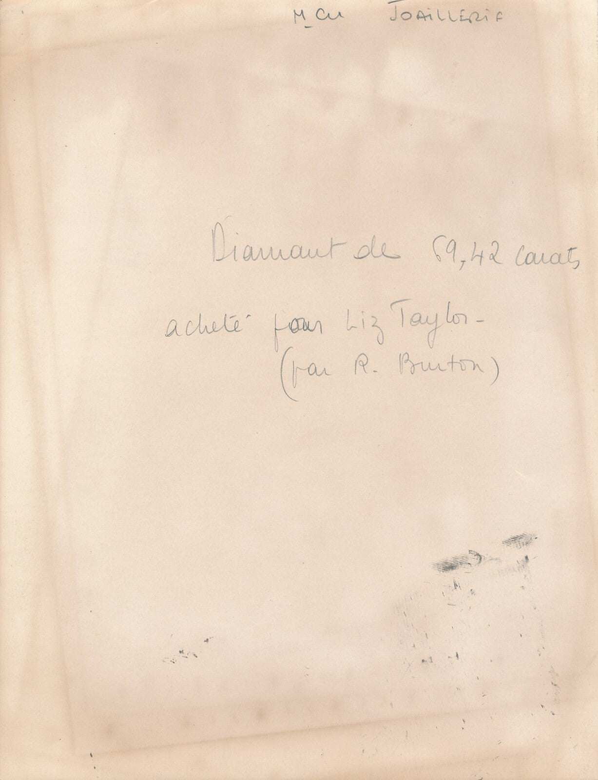 diamant 69,42 carats Richard Burton pour Liz Taylor photo photographie époque