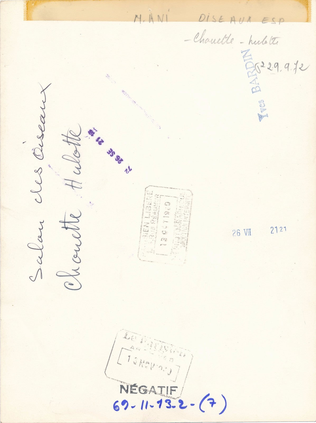 Photographie Chouette hulotte tirage argentique époque 1969 photo presse oiseau