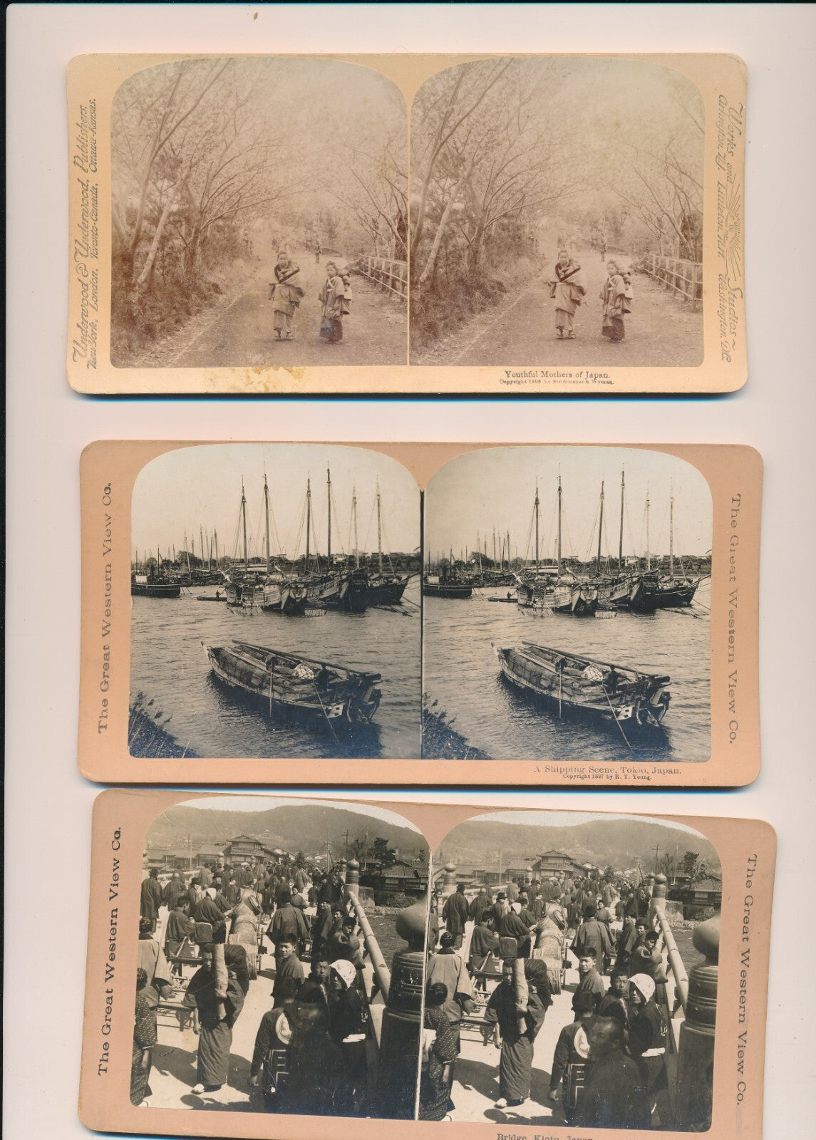 Japon 6 cartes stéréoscopiques photo photographie stereo stéréo