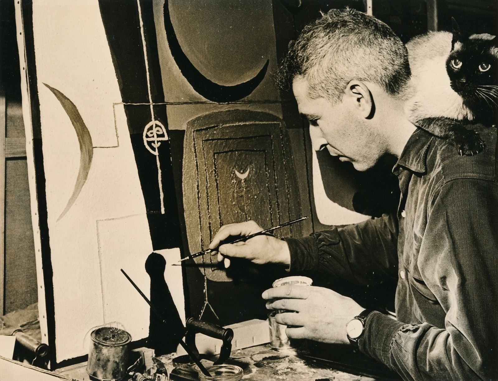 photo Zev Daniel Harris peintre sculpteur américain hongrie tirage vintage 