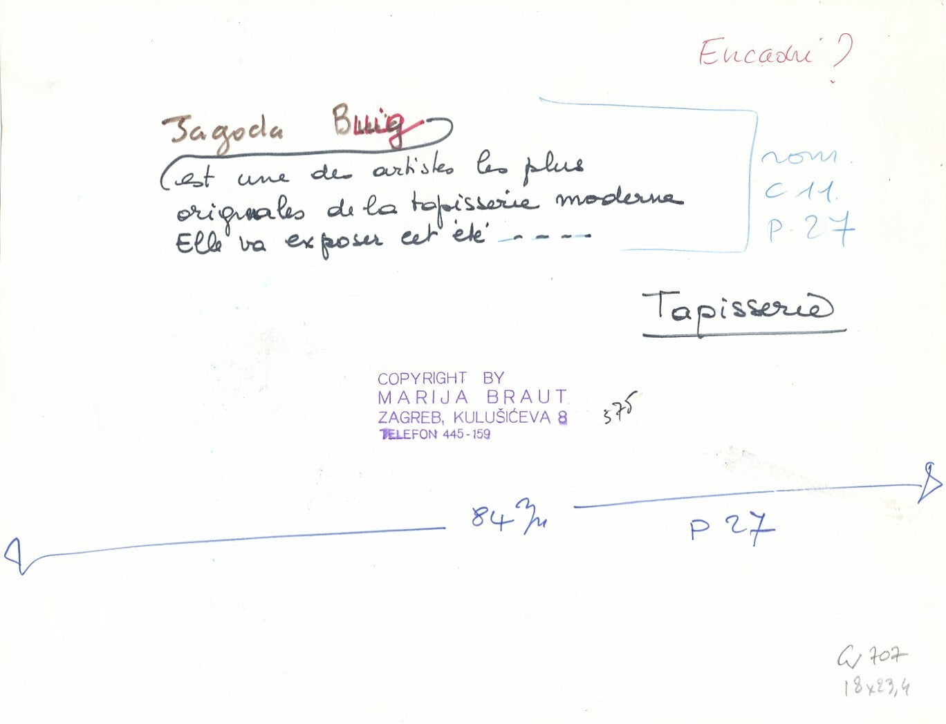 Jagoda BUIC Tirage argentique d’époque tapisserie photo photographie croate