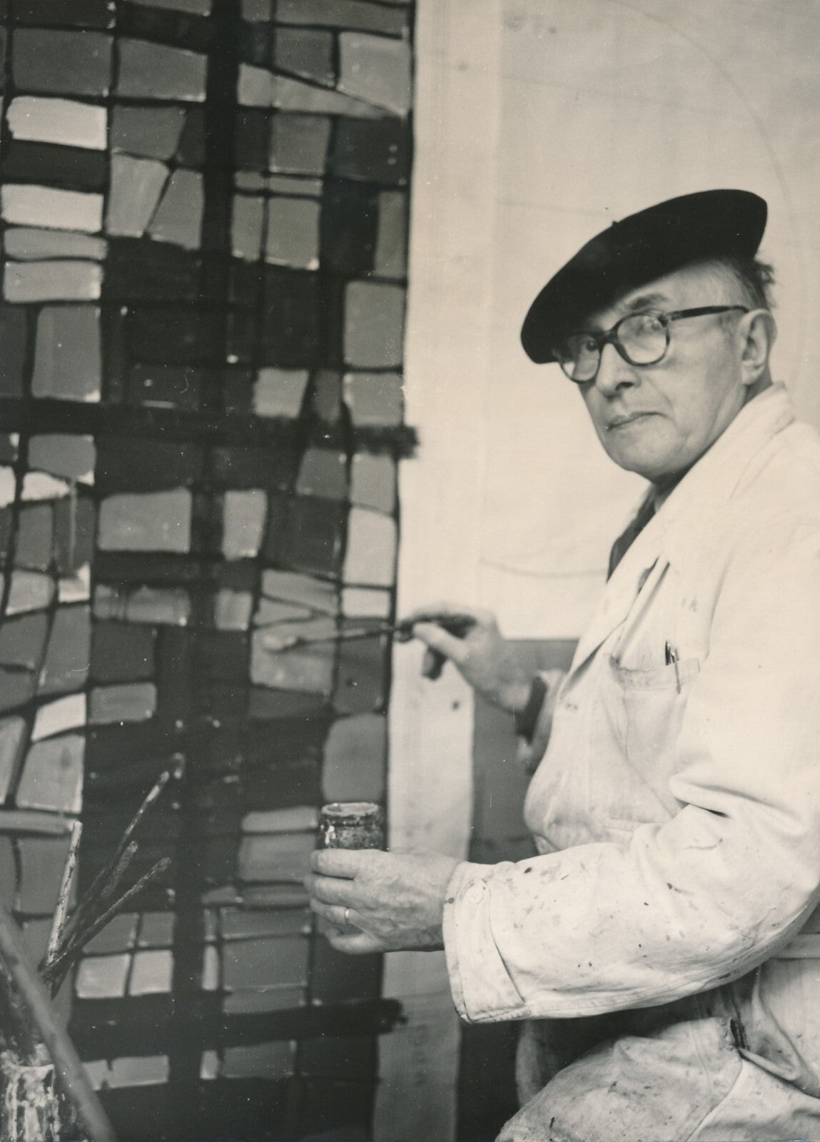 Jacques LE CHEVALLIER peintre verrier photo photographie époque 1965 vitrail