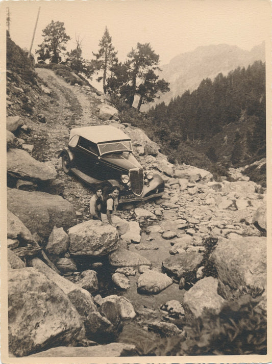 Montagne Canigou voiture 1935 2 tirage argentique d'époque photographie