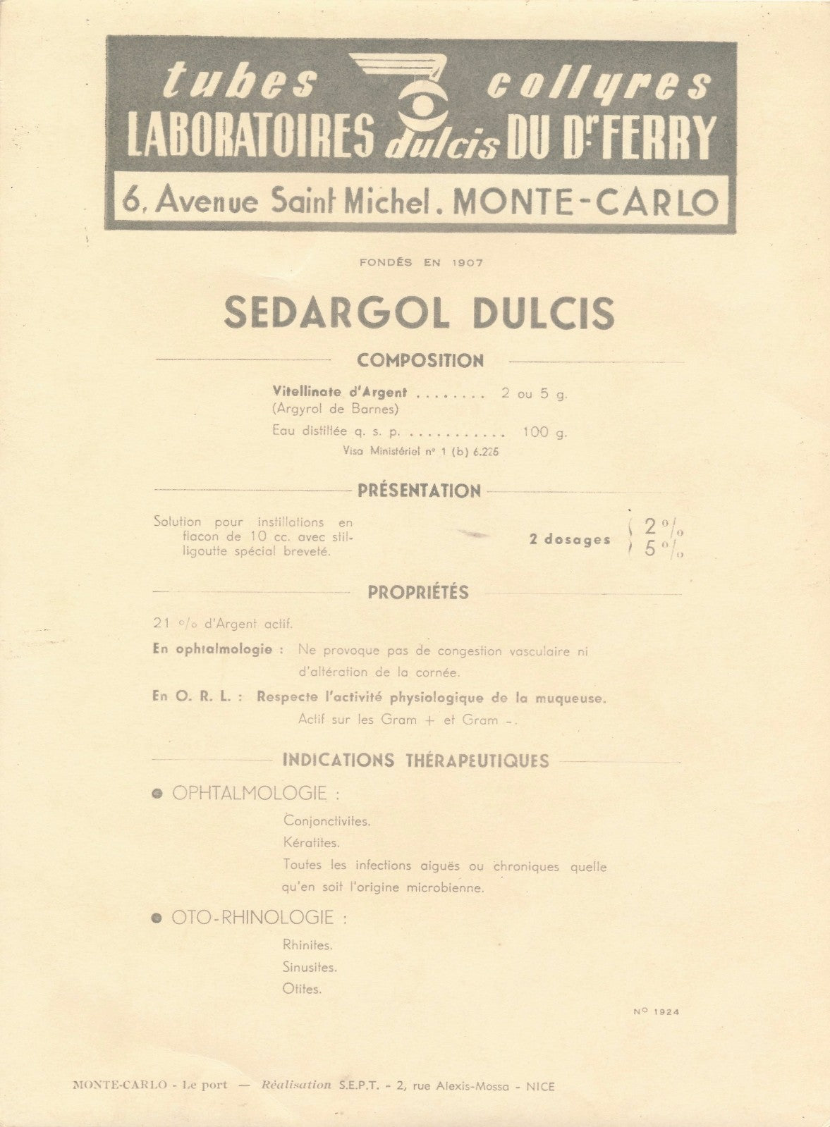 Monte Carlo photo argentique d'époque vers 1960 Docteur Ferry laboratoires