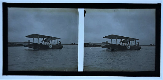 hydravion vers 1920 positif sur verre photo photographie stéréographie stéréo