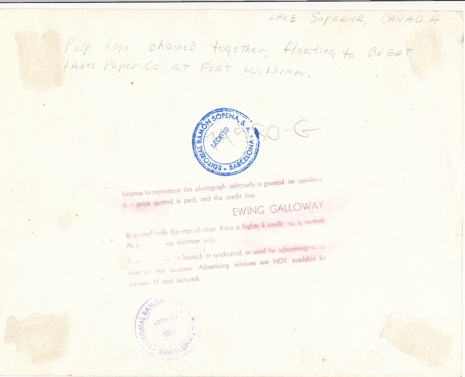 Transport bois fleuve Canada Lac Supérieur photo photographie vintage 1967