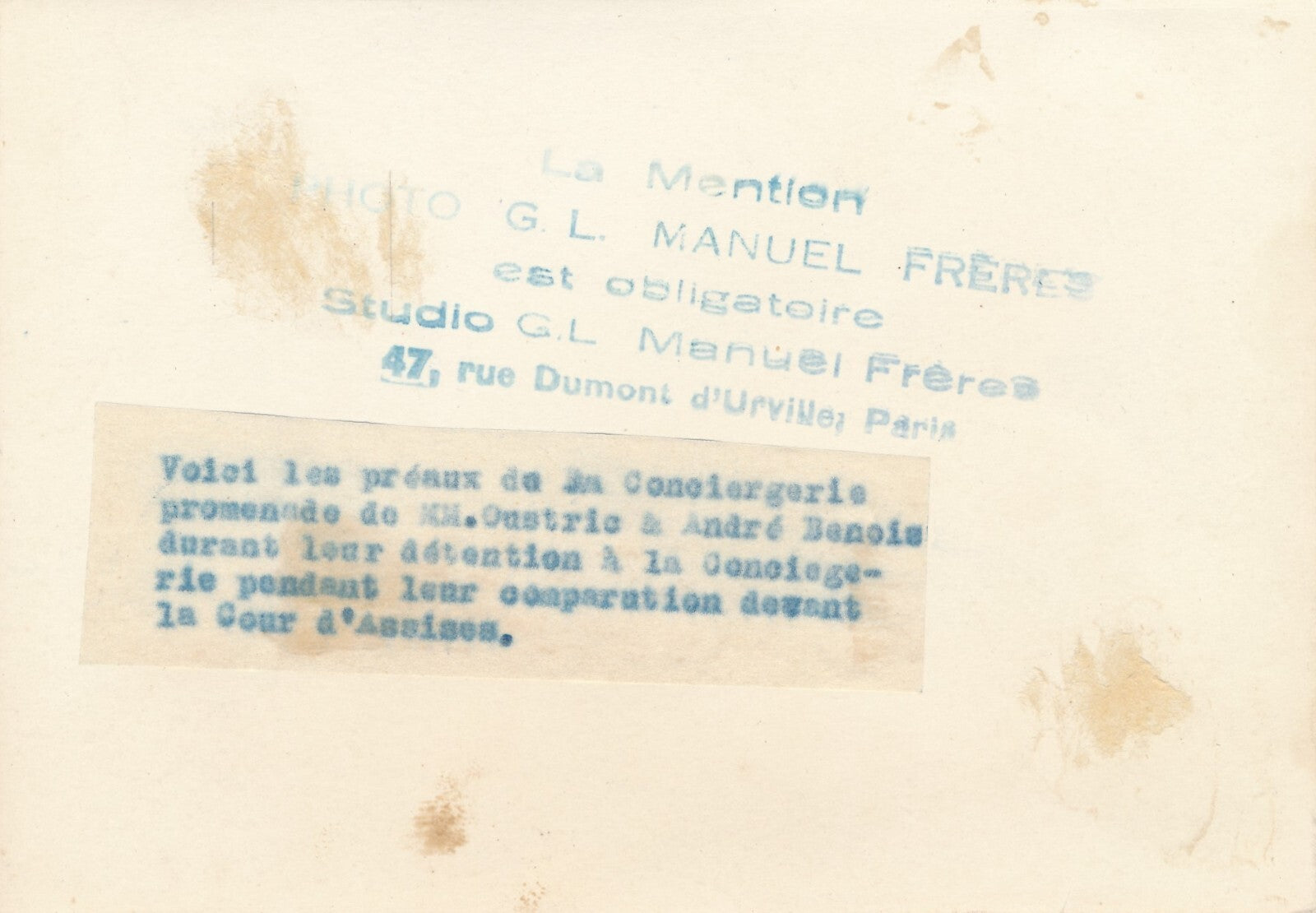 Conciergerie 1934 Dépôt prison cellule Paris 5 tirages argentiques d'époque