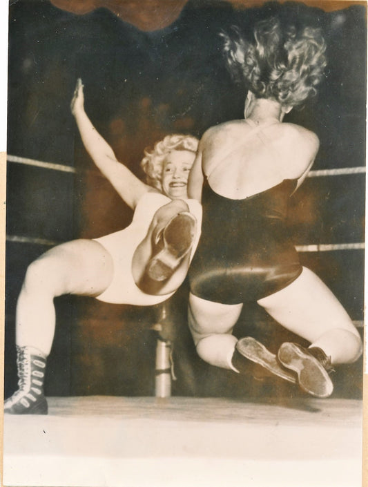 Photo catch femme États-Unis Nels Stewart tirage argentique presse 1950