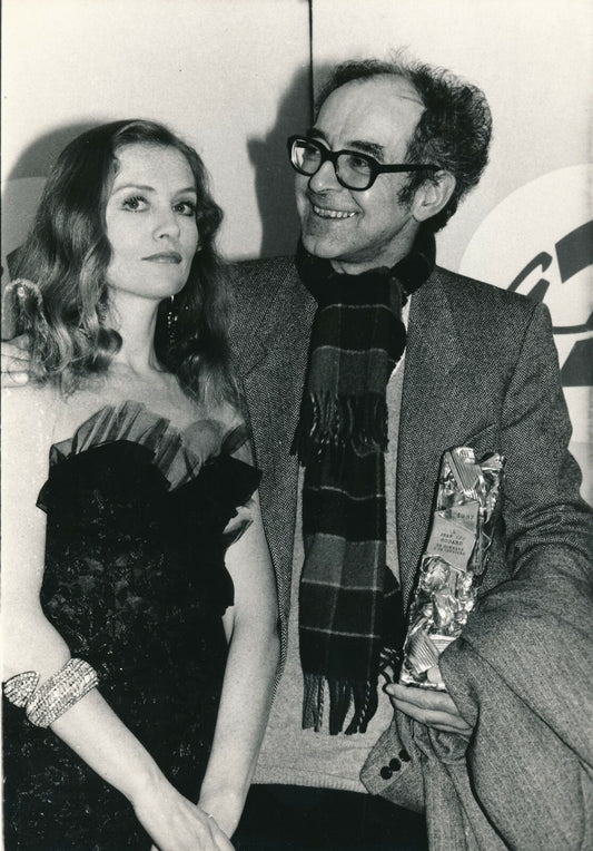 Jean Luc Godard  Huppert remise prix césar tirage argentique époque 1987 photo