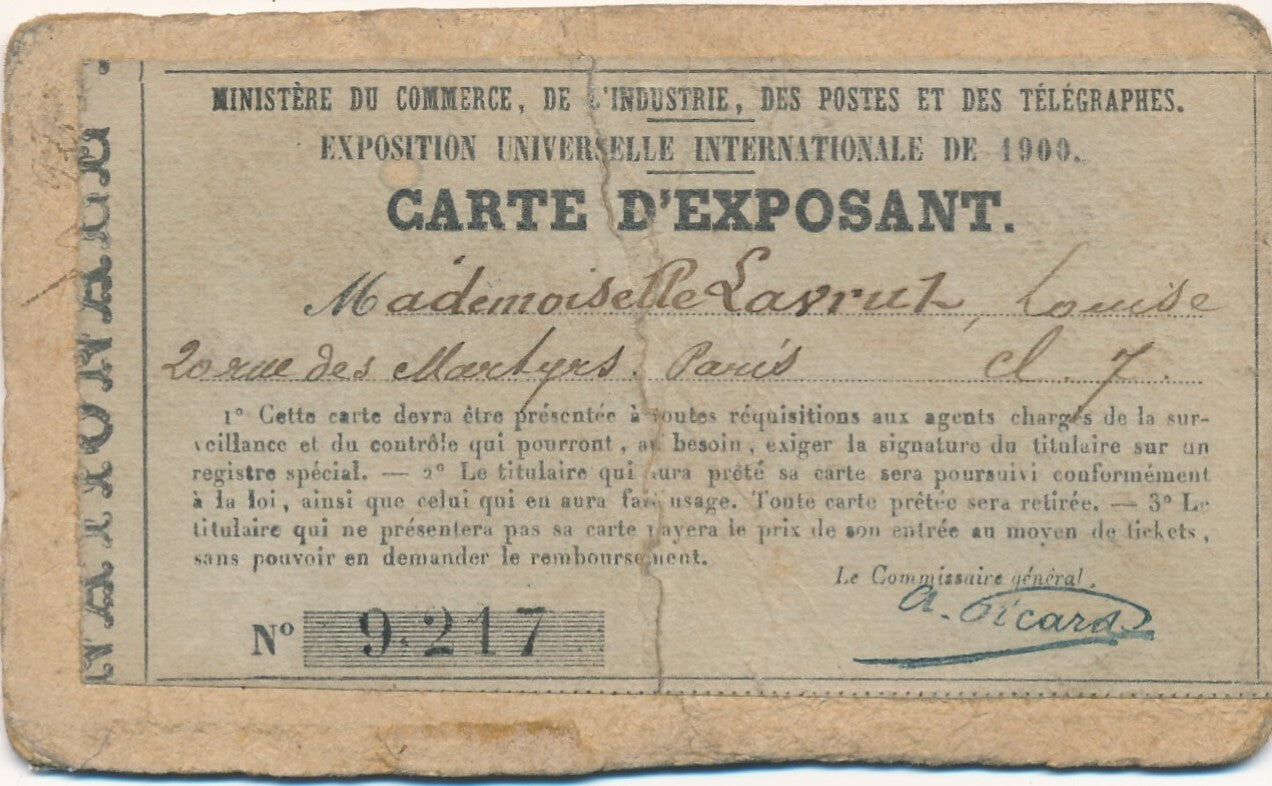 Louise LAVRUT peintre carte autographe signée et carte exposant photo 1900