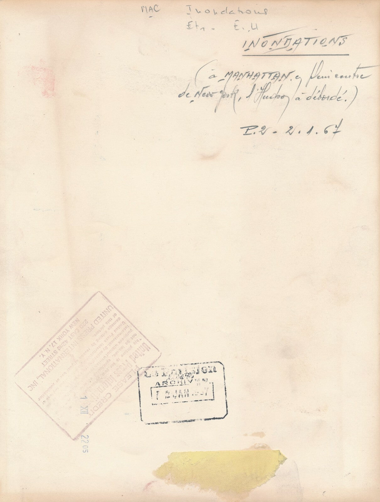 Inondation New York Manhattan 2 janvier 1967 photo photographie vintage