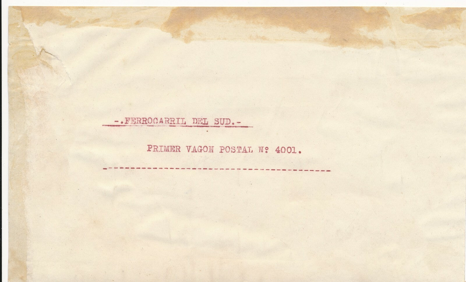 Ferrocarril del Sud premier wagon postal train photo photographie cyanotype