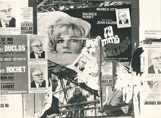 Paris mai 69 5 photos photographie époque affiche rue politique Poher anonyme