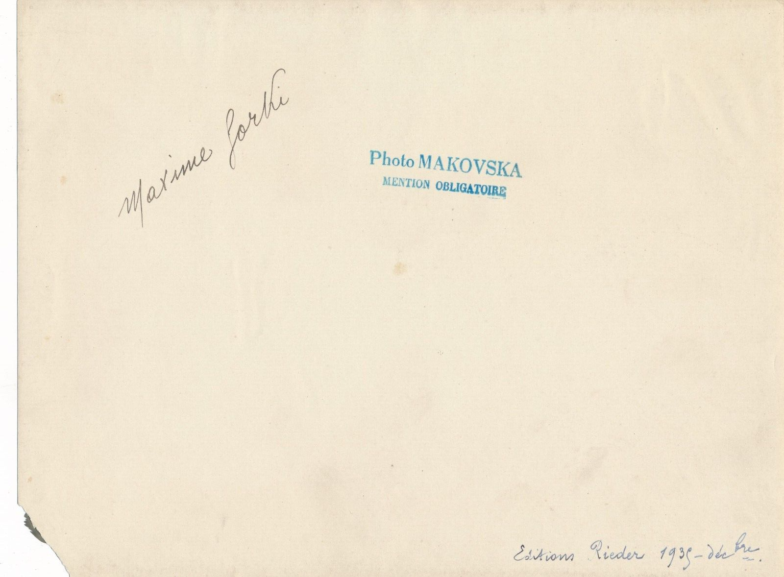 Maxime Gorki par Elisabeth Makovska photo photograhie tirage époque