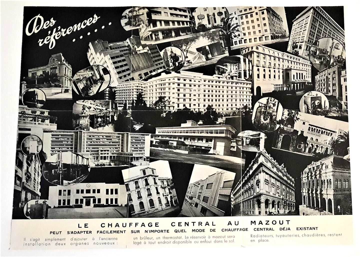Montage photographique imprimé chauffage gaz publicité v. 1950
