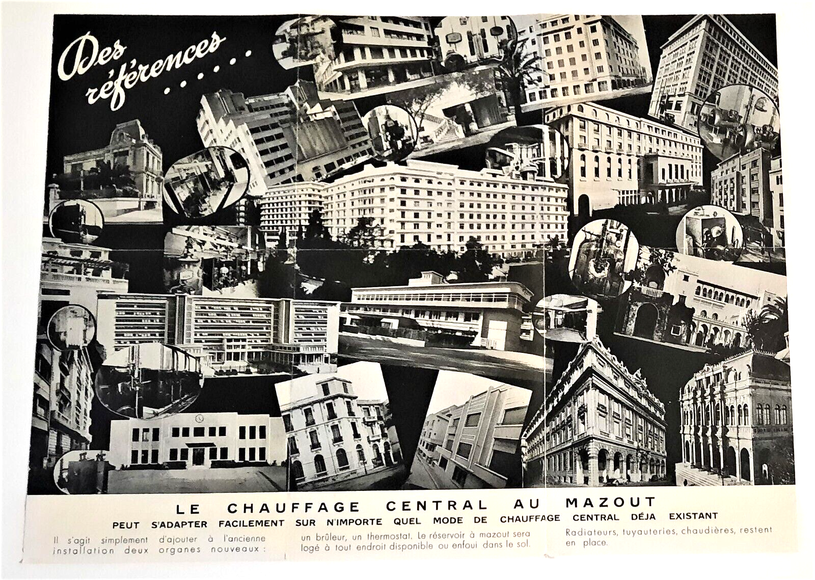 Montage photographique imprimé chauffage gaz publicité v. 1950