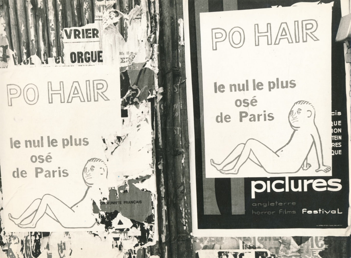 Paris mai 69 5 photos photographie époque affiche rue politique Poher anonyme