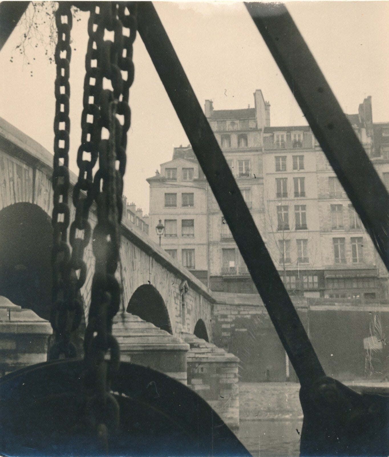 Chaînes barges à Paris Seine péniche x 2 photo photographie vintage époque