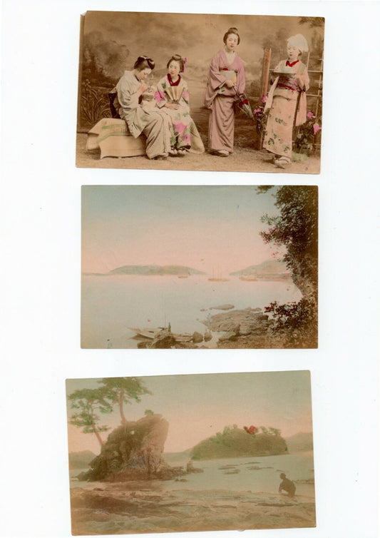 Japon jardins paysages scènes genre 15 tirages papier albuminé aquarellés photo