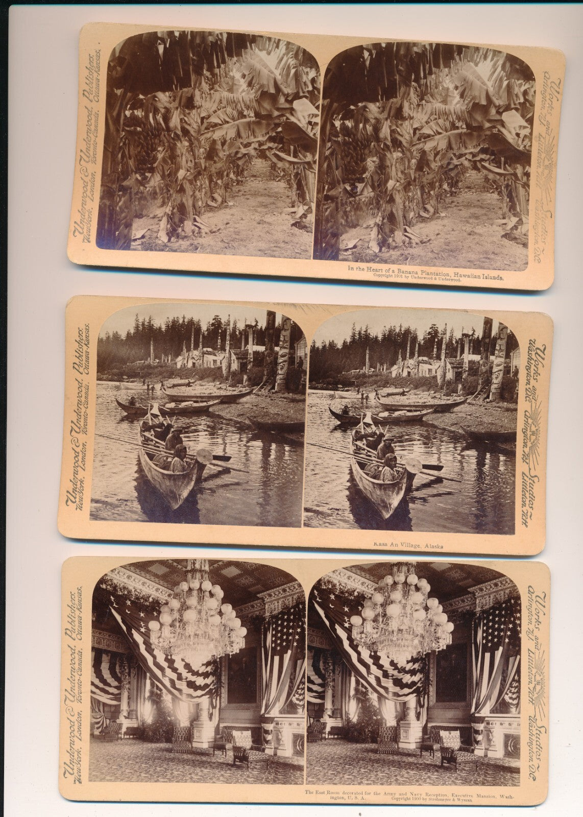 Hawaï et Alaska 2 stereo stéréo albumine photo photographie