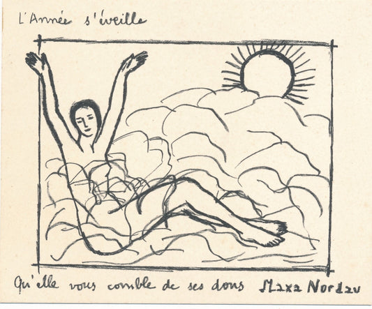 Maxa NORDAU carton voeux lithographie